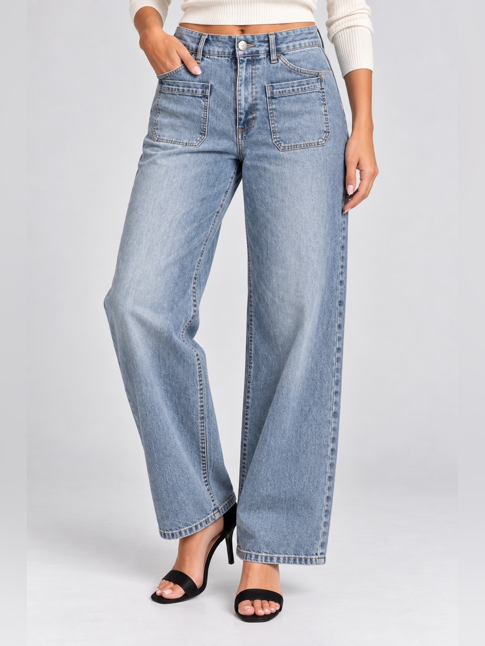 NWT d.jeans High Waist Wide Leg Jeans Recycled Denim Light Wash Size 12